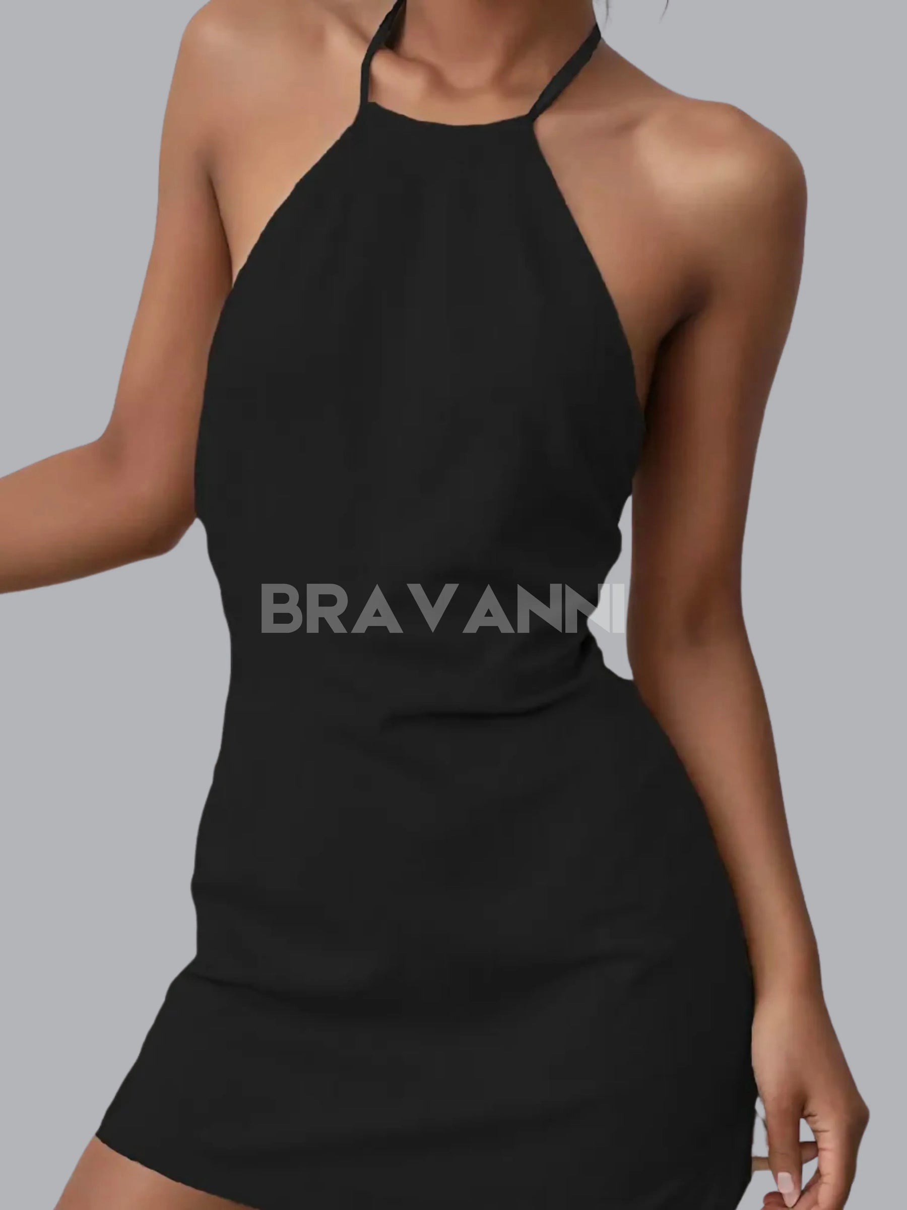 Vestido Evasê Sem Costas com Amarração - Preto - SummerSlin