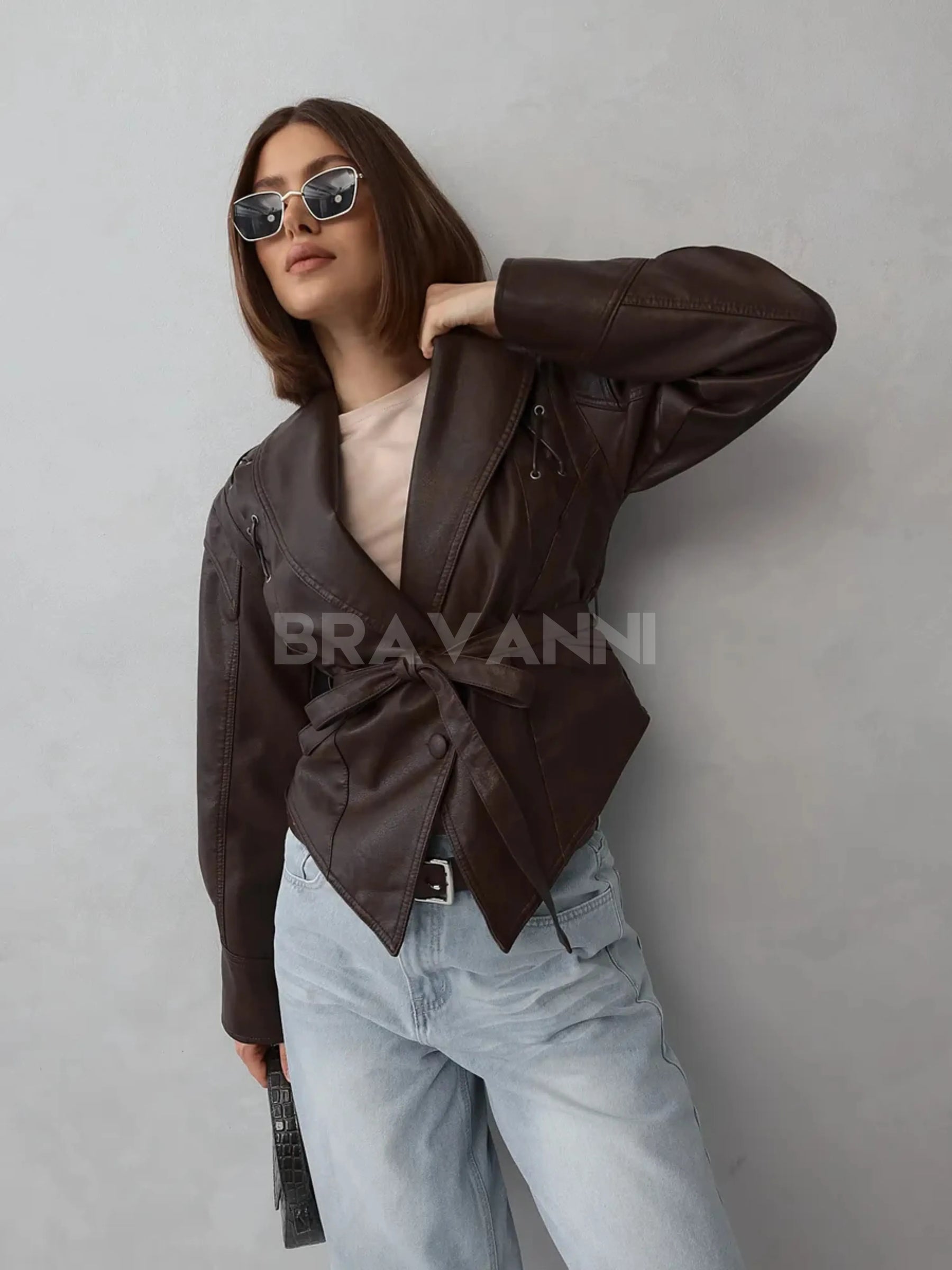 Jaqueta Biker Oversized com Cinto e Botões - BoldChic