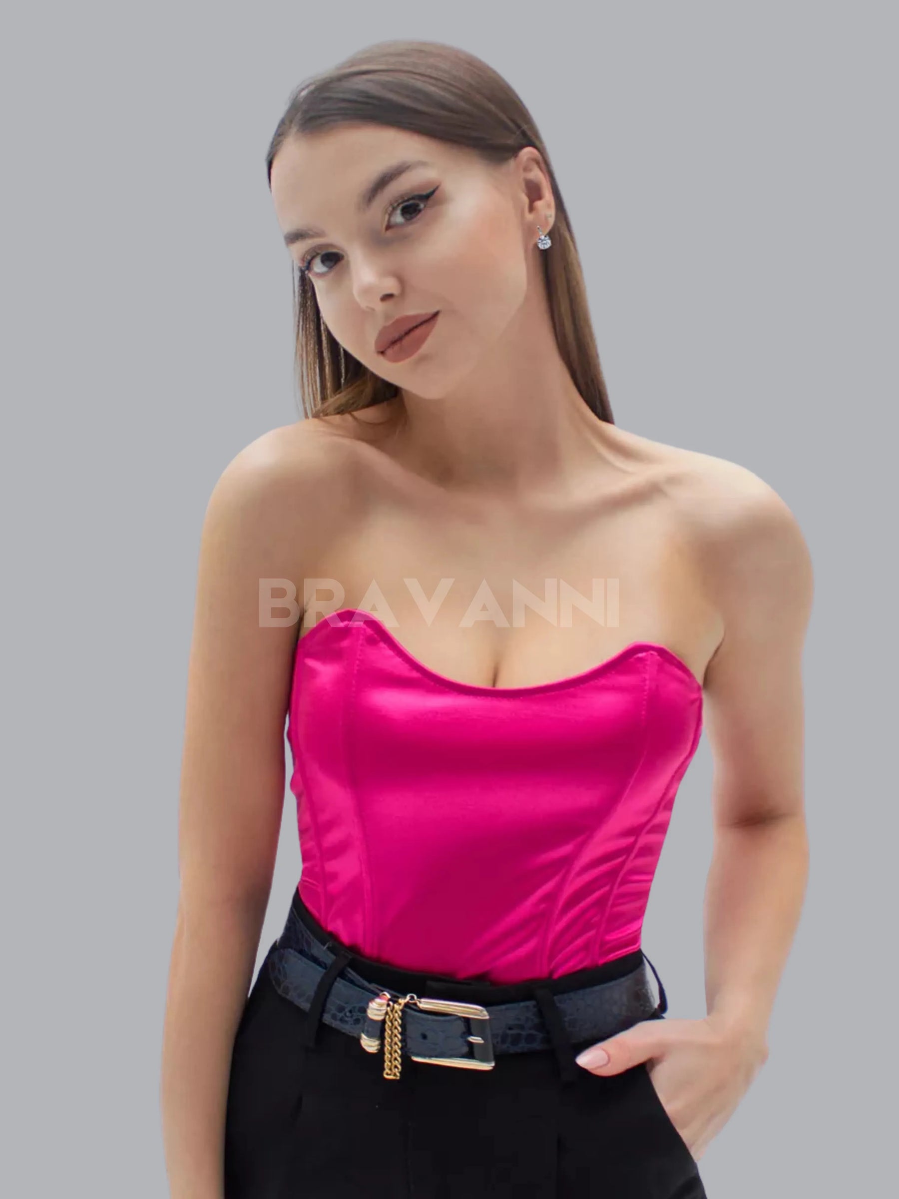 Cropped Espartilho de Cetim com Decote Modelado - ChicPulse