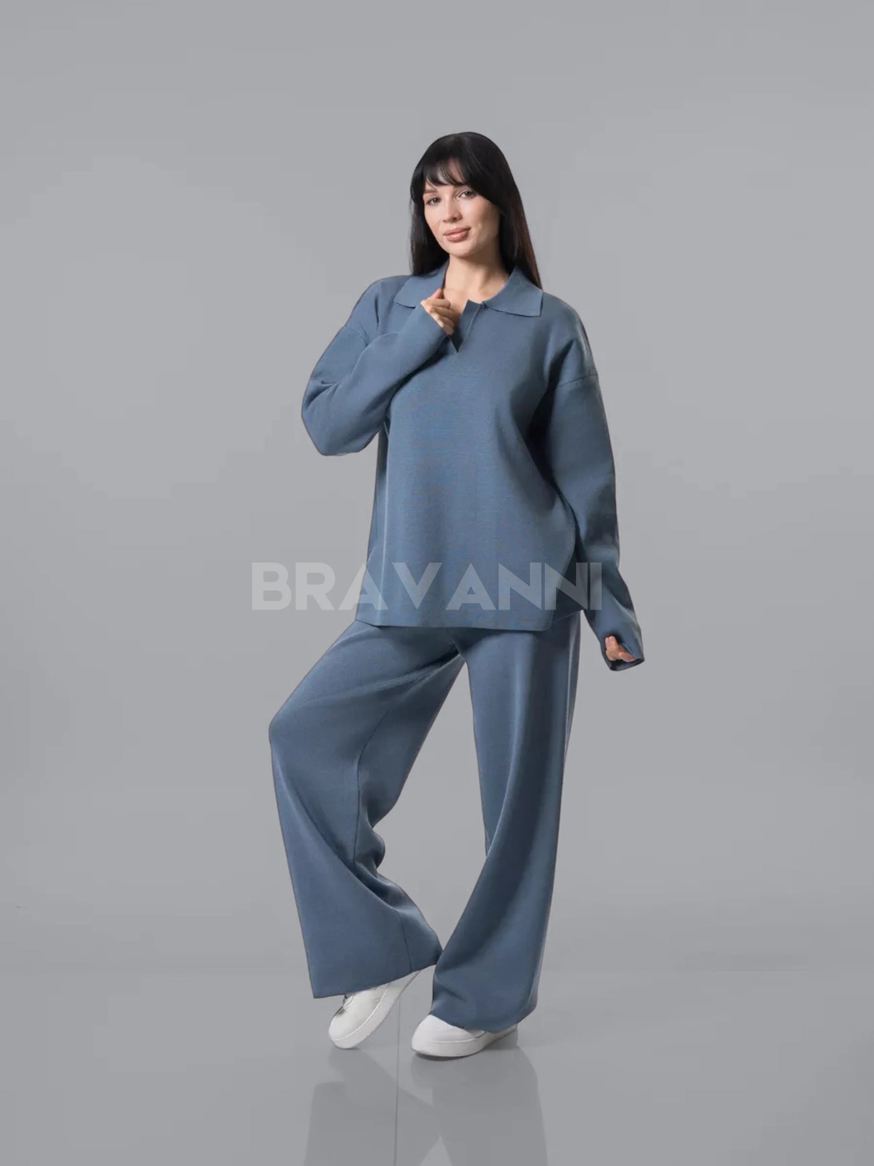 Conjunto de Malha com Calças e Suéter Semi-Ajustado - CozyChic