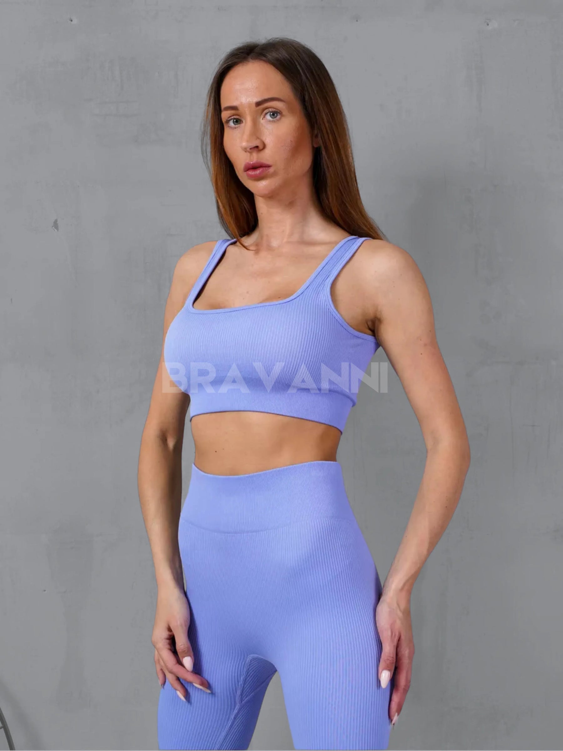 Conjunto Fitness com Top Canelado e Legging de Cintura Alta - VibeActive
