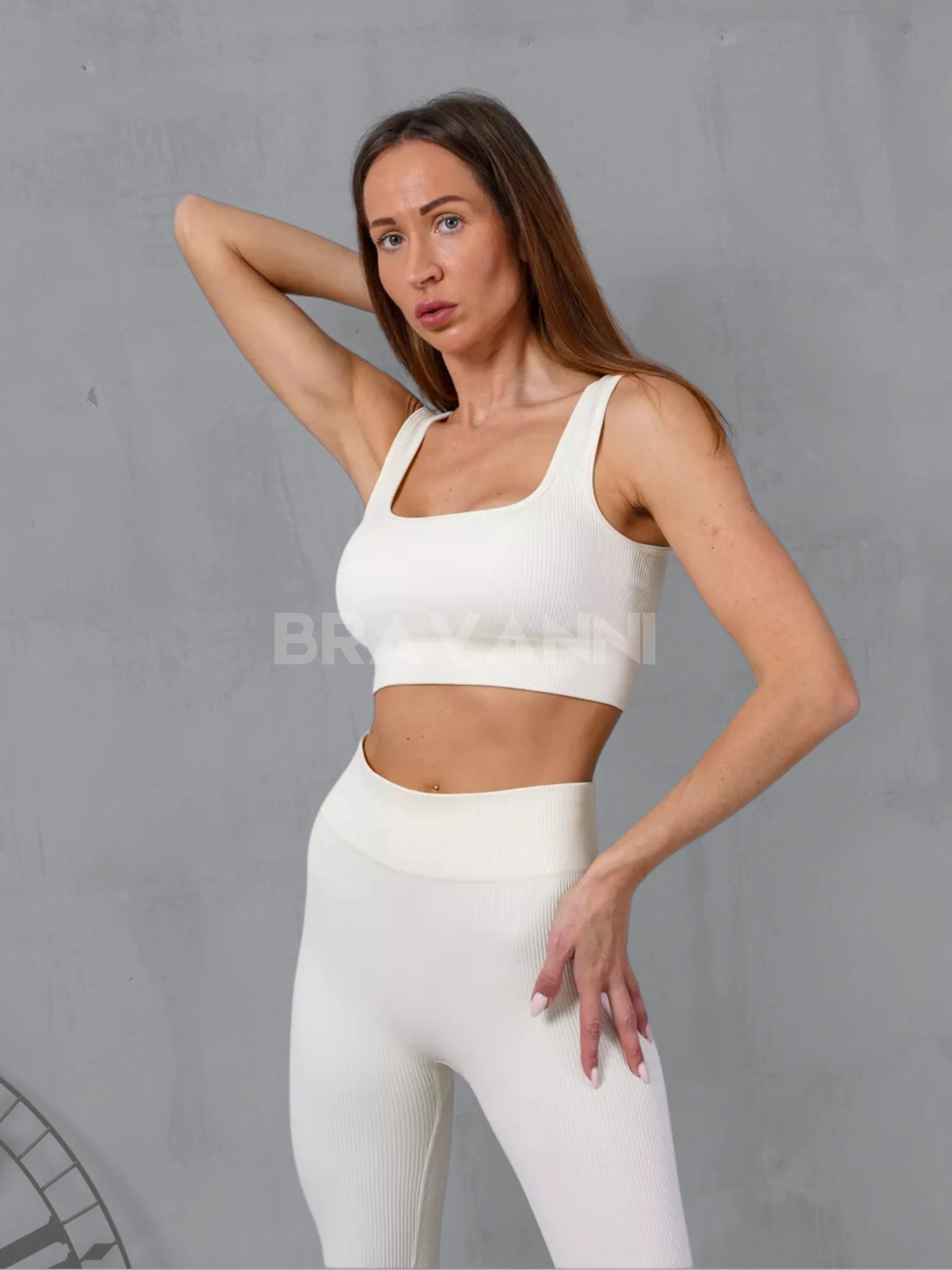 Conjunto Fitness com Top Canelado e Legging de Cintura Alta - VibeActive