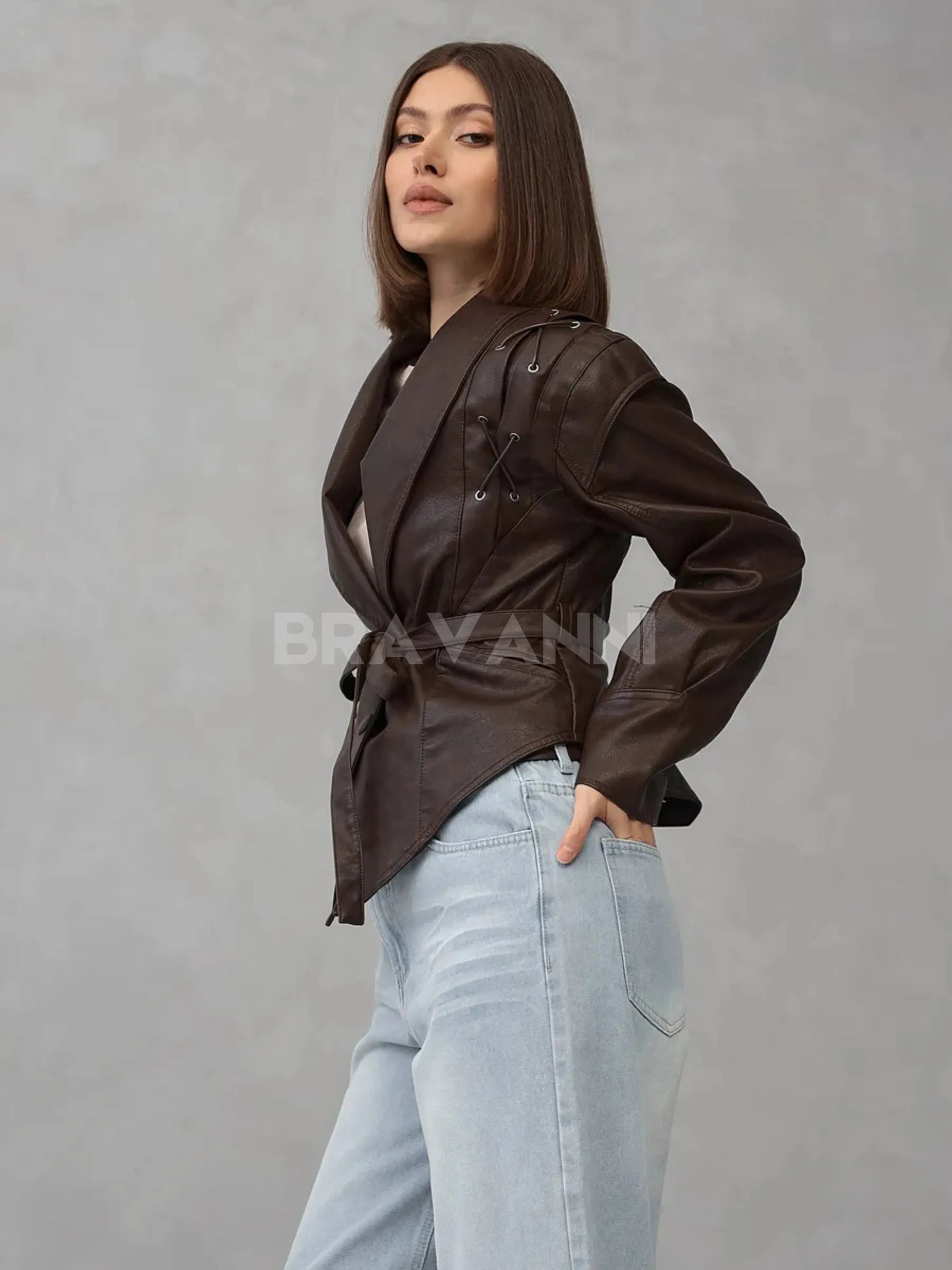 Jaqueta Biker Oversized com Cinto e Botões - BoldChic