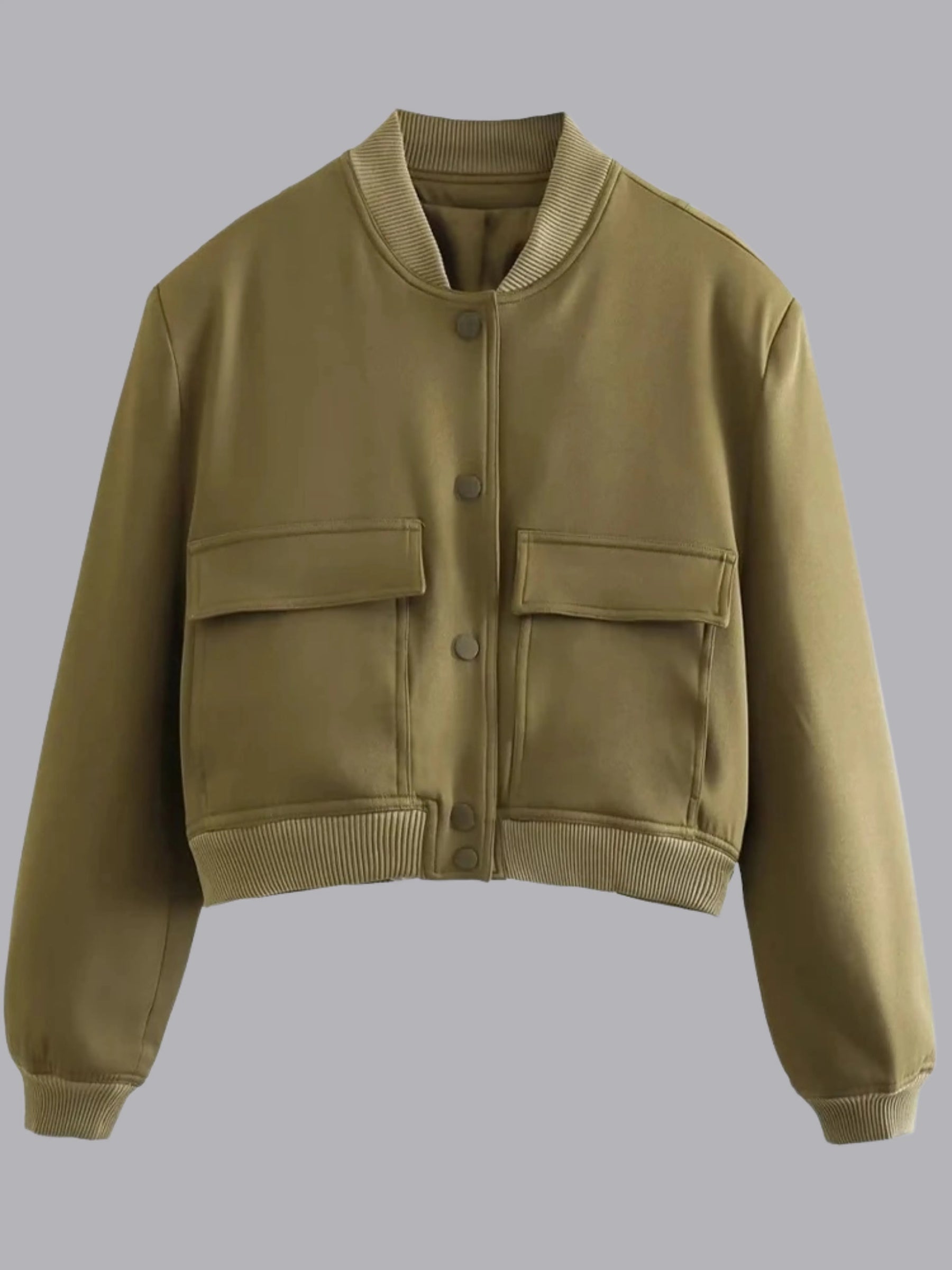 Jaqueta Bomber Feminina Oversized Curta com Botões - StreetChic