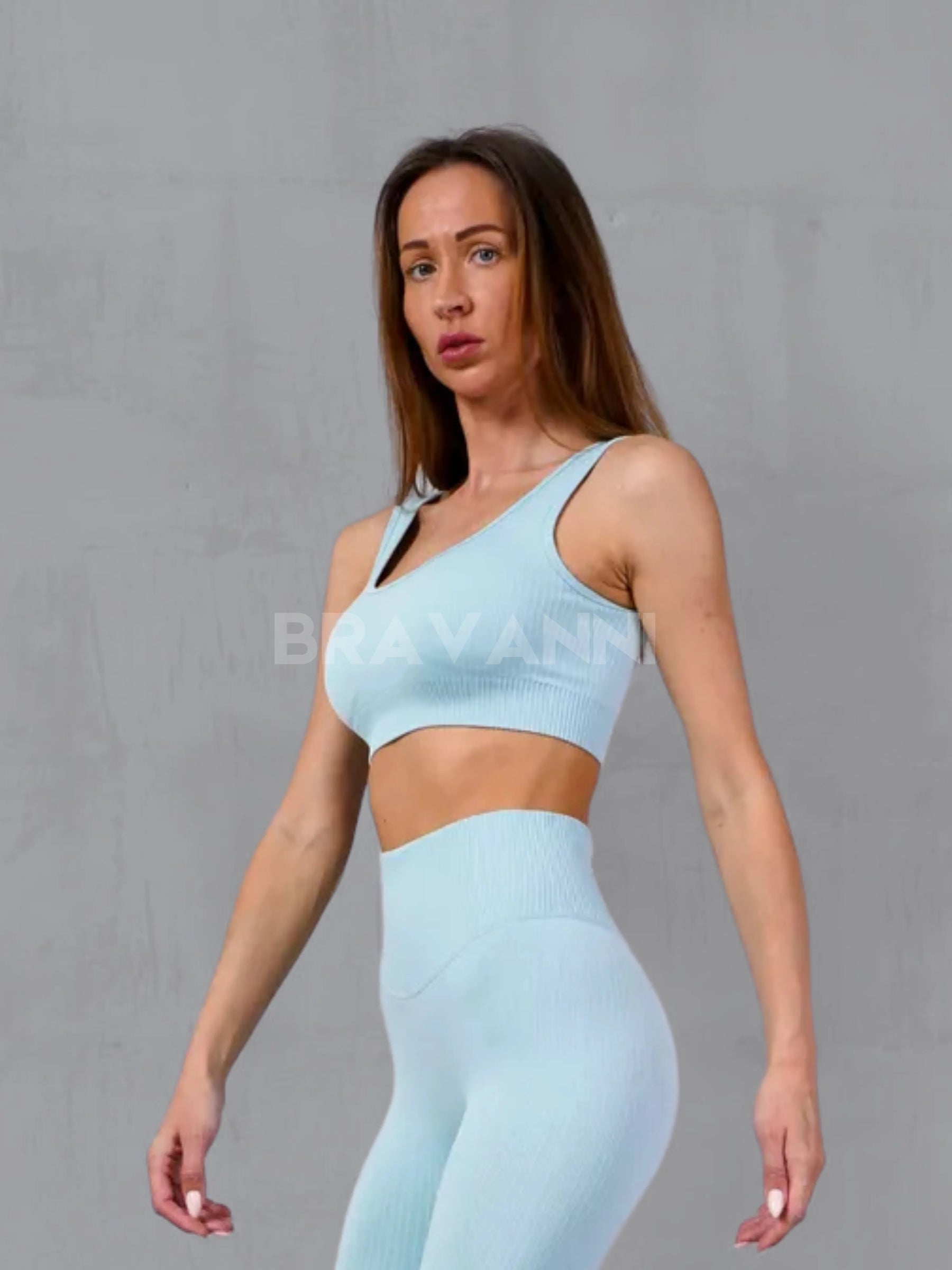 Conjunto Fitness com Top Canelado e Legging de Cintura Alta - VibeActive