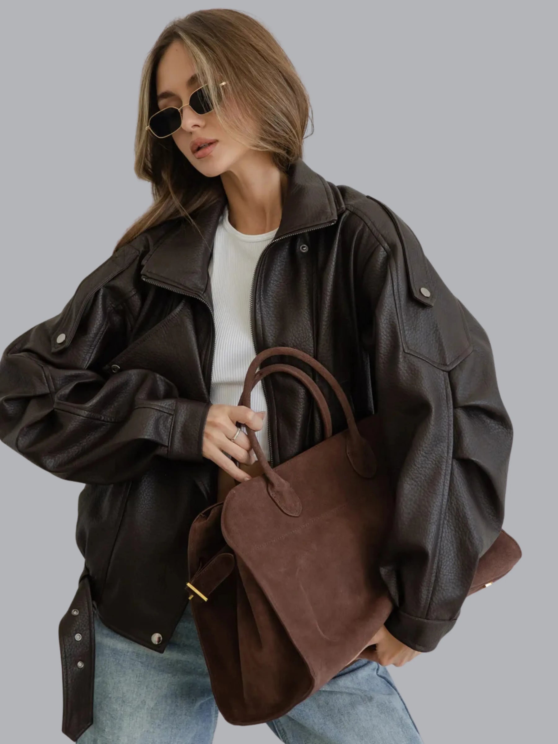 Jaqueta Bomber Oversized com Zíper e Botões - RetroVibe