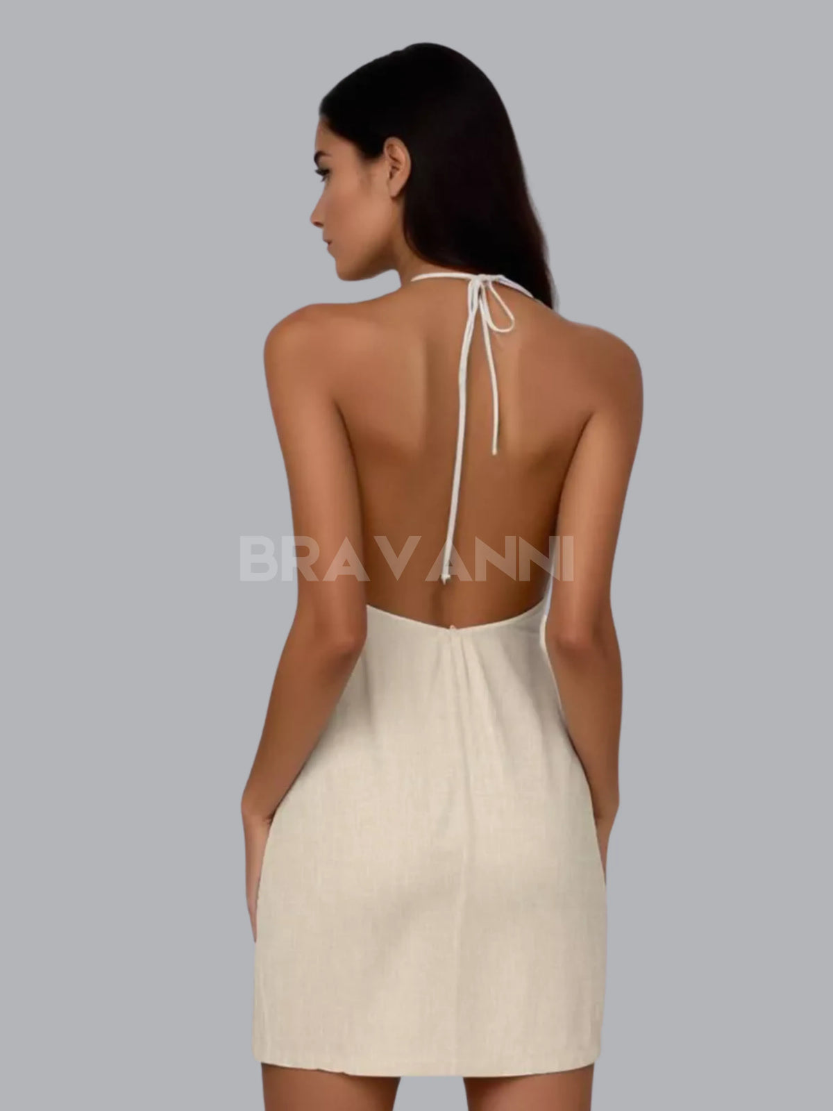 Vestido Evasê Sem Costas com Amarração - Preto - SummerSlin