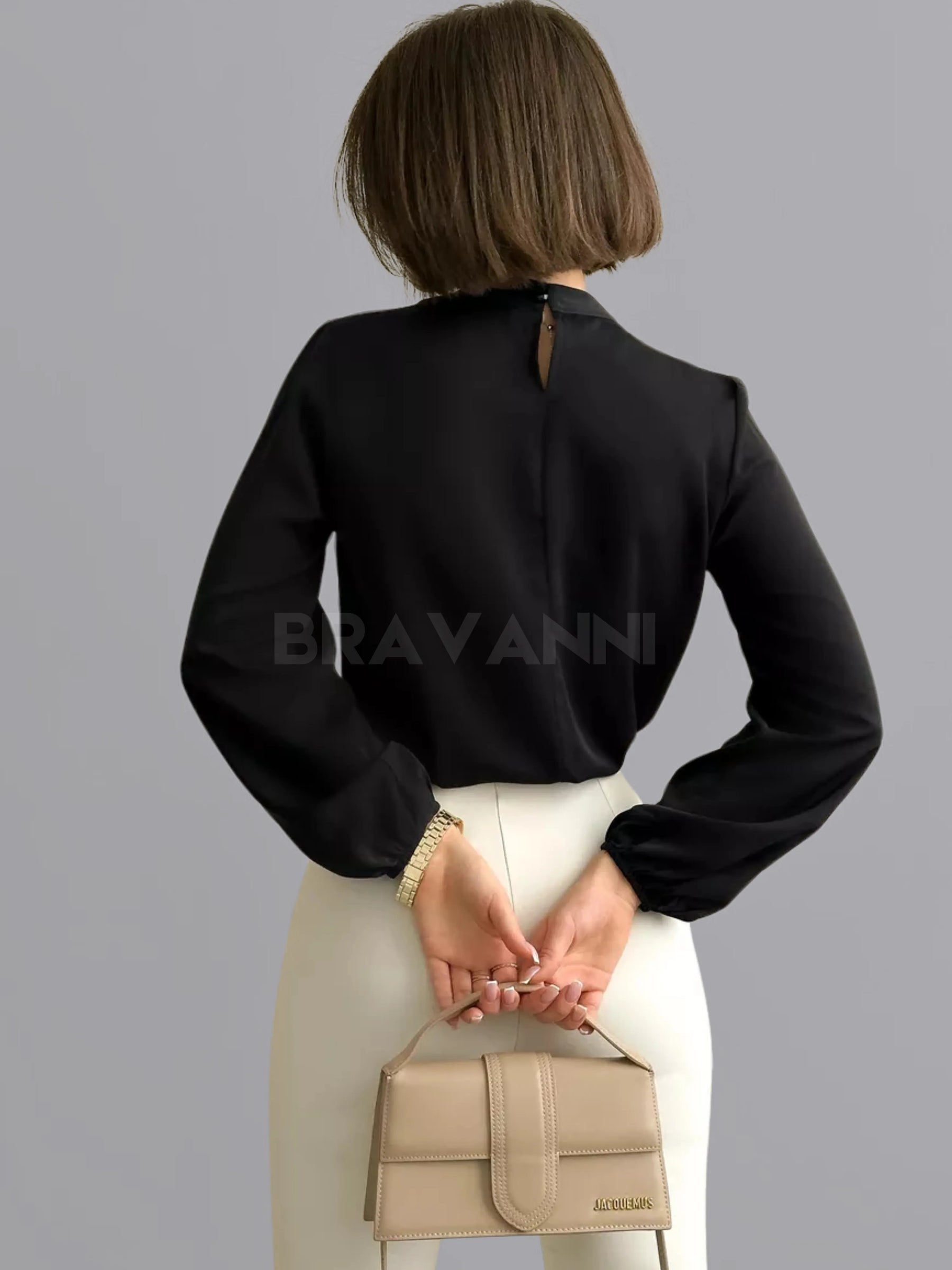Blusa Feminina de Linho com Fita de Cetim e Botões - RetroFlow