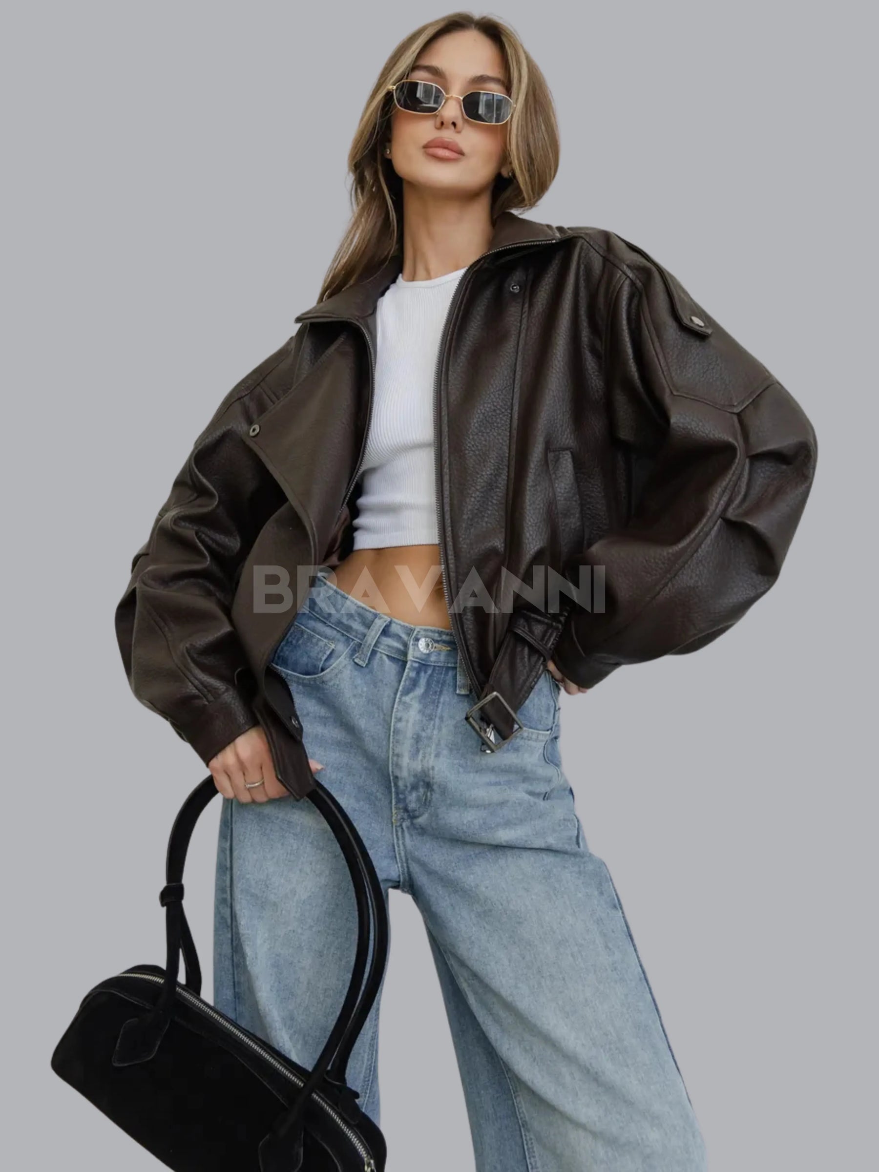 Jaqueta Bomber Oversized com Zíper e Botões - RetroVibe