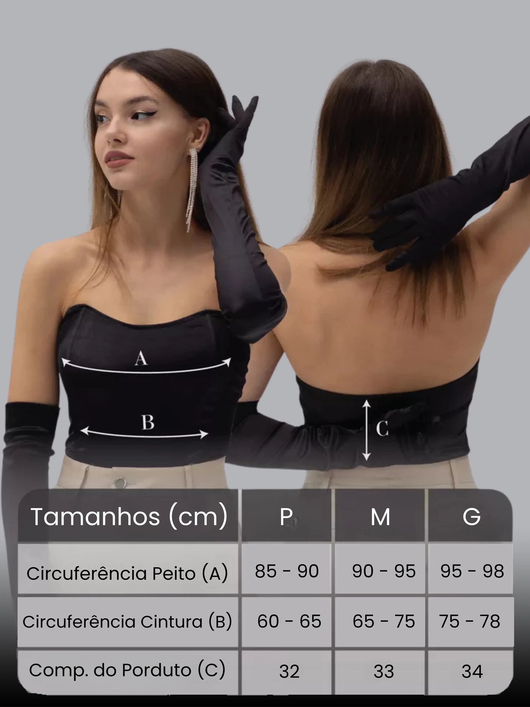 Cropped Espartilho de Cetim com Decote Modelado - ChicPulse