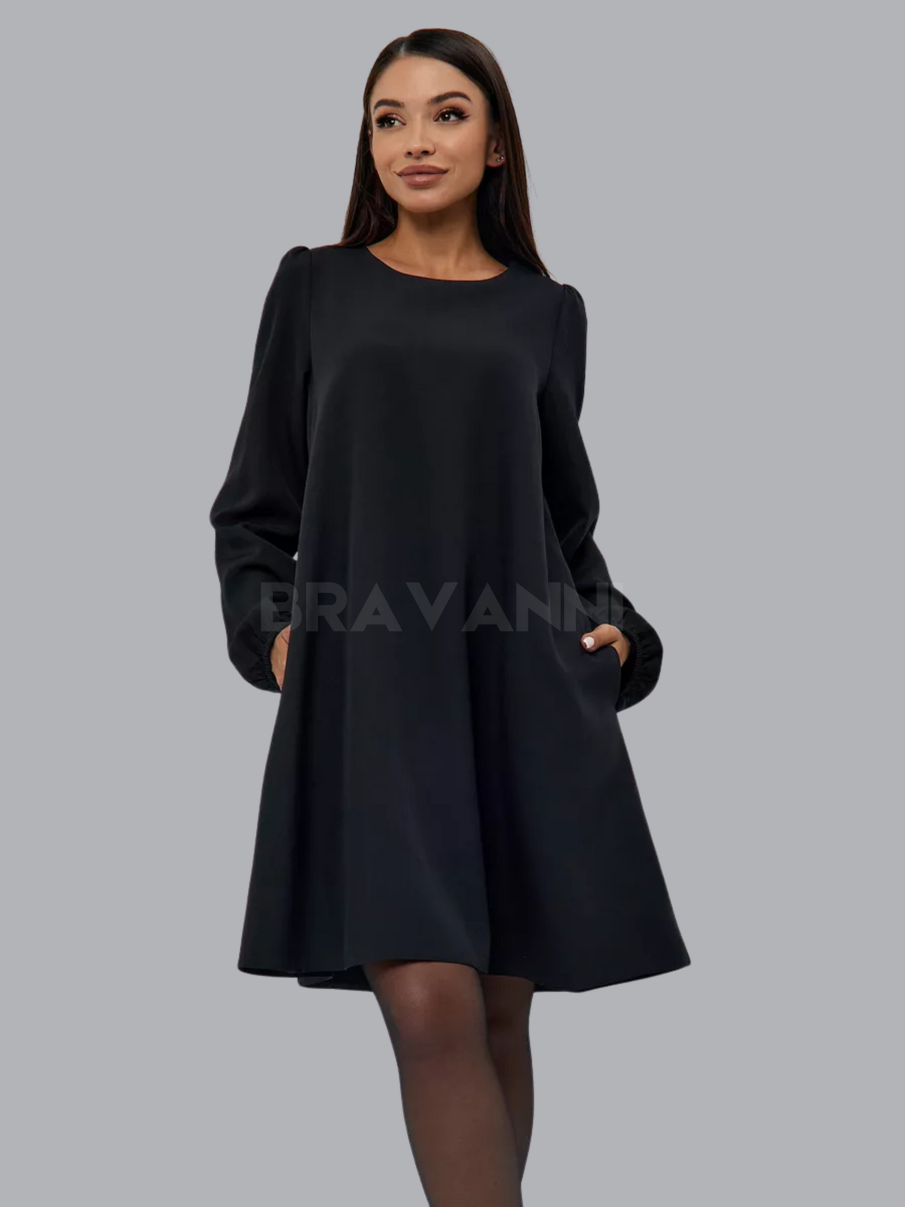 Vestido Midi A-Line com Cintura Alta e Franzidos - FlowRise