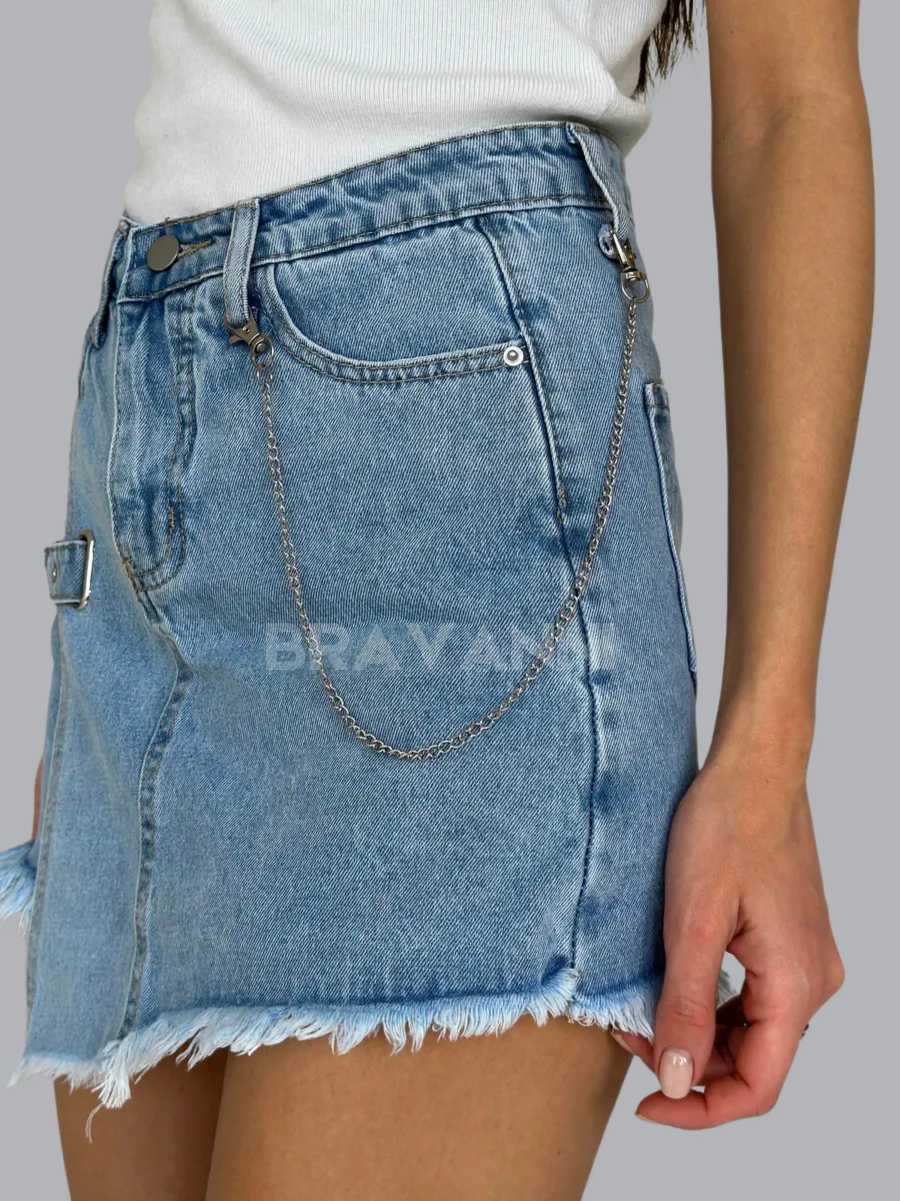 Saia-Shorts Jeans com Cintura Alta - TrendVibe