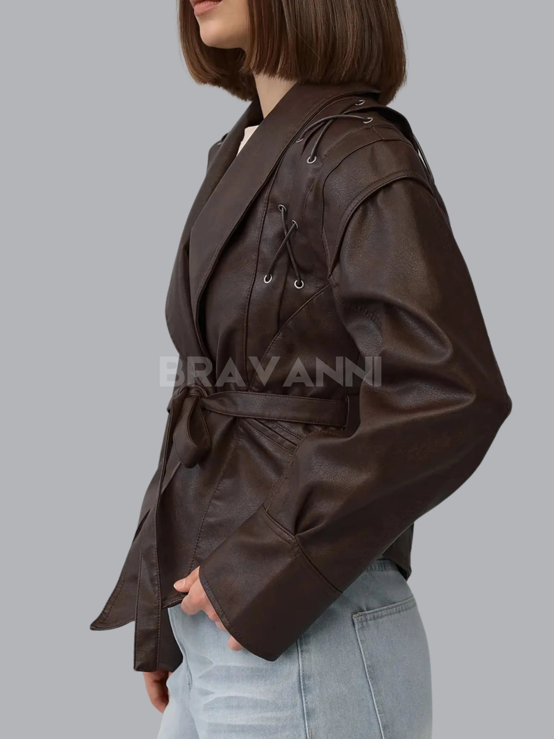 Jaqueta Biker Oversized com Cinto e Botões - BoldChic