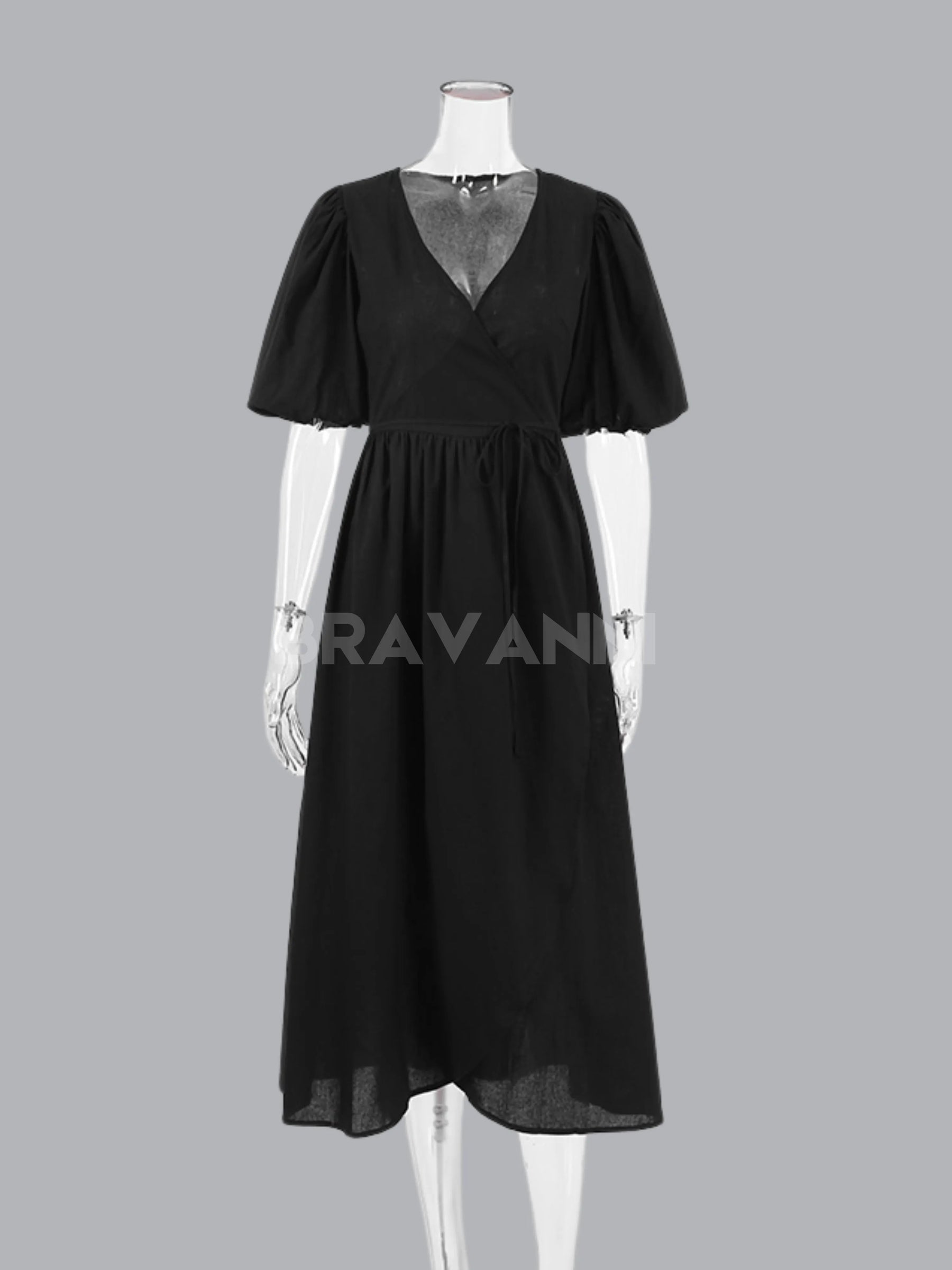 Vestido de Linho com Decote em V - AirLine