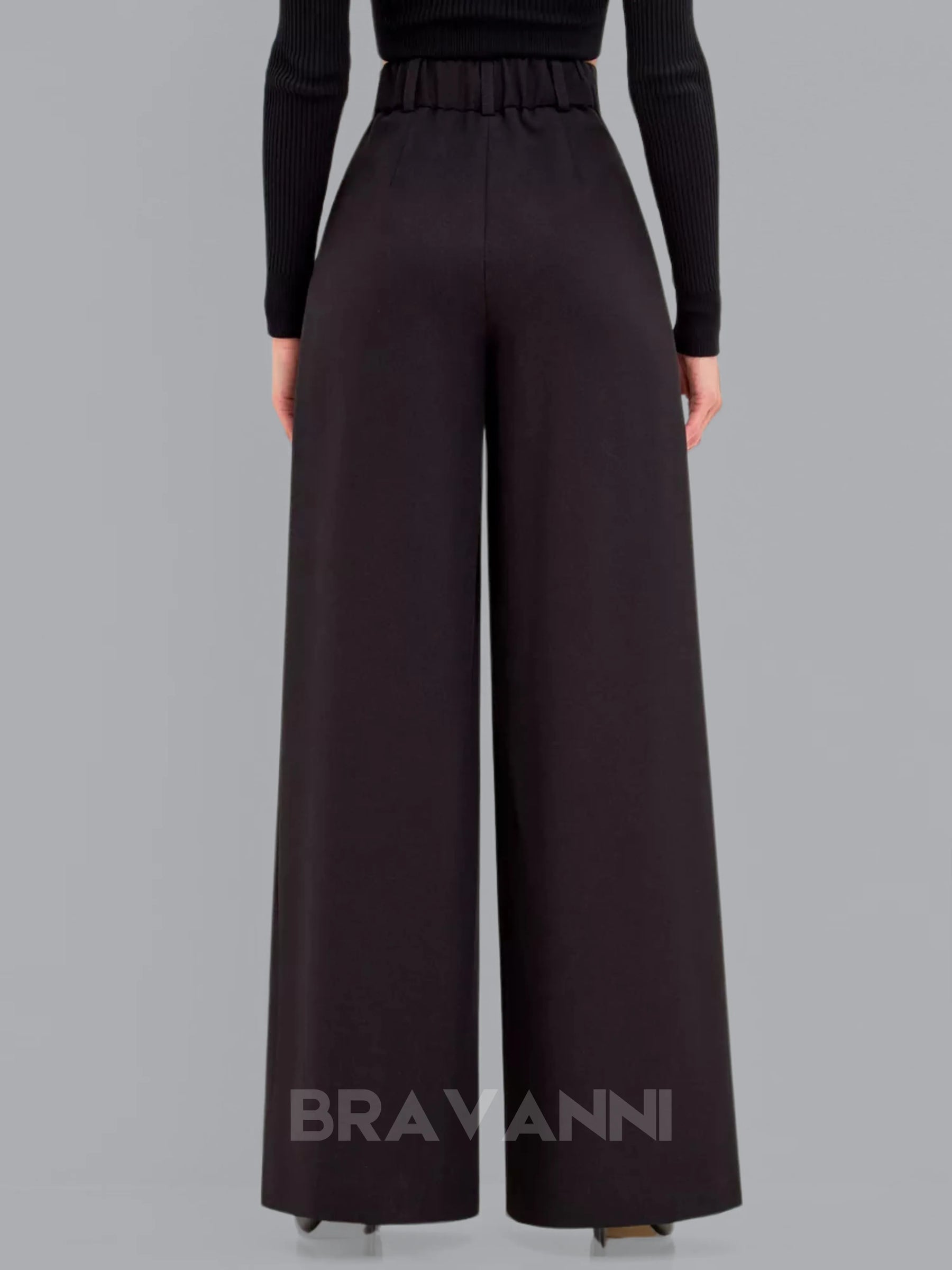 Calça Palazzo de Cintura Alta com Pregas Duplas - FlowGrace