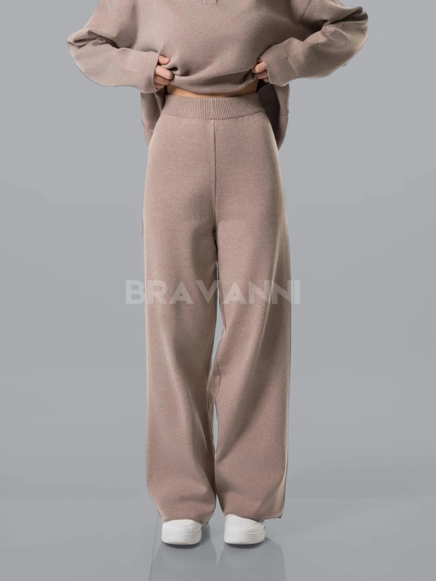Conjunto de Malha com Calças e Suéter Semi-Ajustado - CozyChic