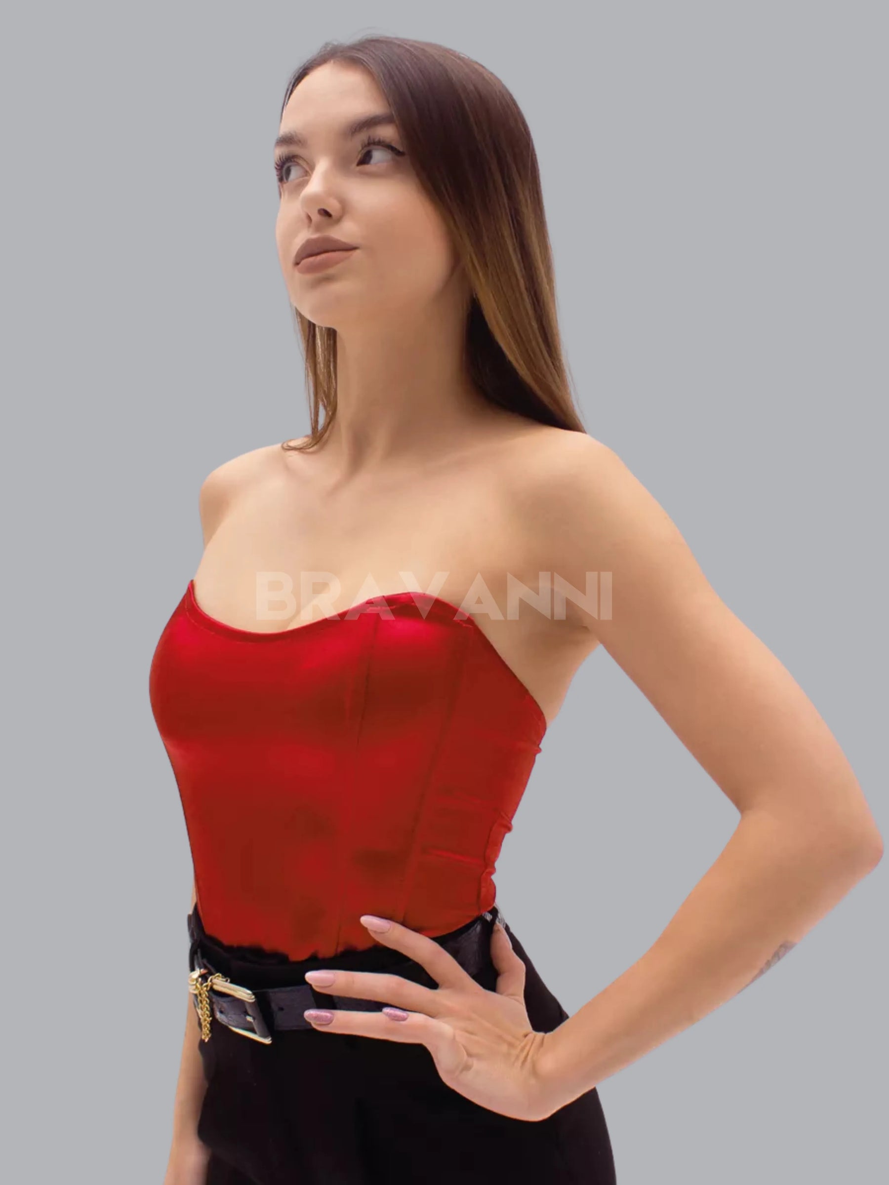 Cropped Espartilho de Cetim com Decote Modelado - ChicPulse