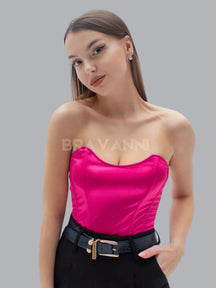 Cropped Espartilho de Cetim com Decote Modelado - ChicPulse