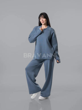 Conjunto de Malha com Calças e Suéter Semi-Ajustado - CozyChic