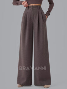 Calça Palazzo de Cintura Alta com Pregas Duplas - FlowGrace