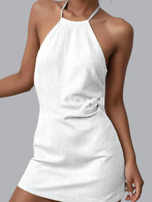 Vestido Evasê Sem Costas com Amarração - Preto - SummerSlin