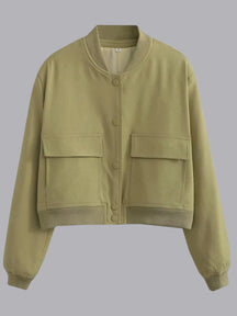 Jaqueta Bomber Feminina Oversized Curta com Botões - StreetChic