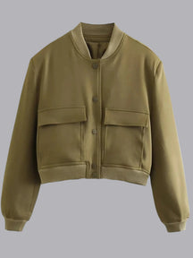 Jaqueta Bomber Feminina Oversized Curta com Botões - StreetChic