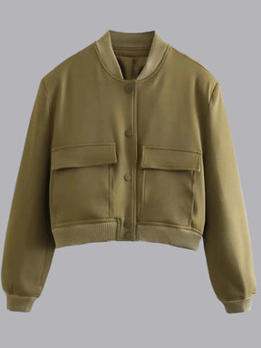 Jaqueta Bomber Feminina Oversized Curta com Botões - StreetChic
