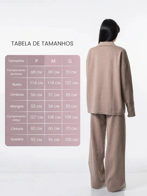 Conjunto de Malha com Calças e Suéter Semi-Ajustado - CozyChic
