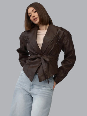 Jaqueta Biker Oversized com Cinto e Botões - BoldChic
