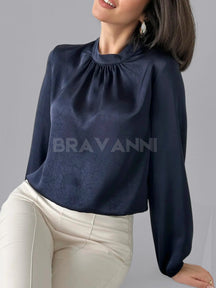 Blusa Feminina de Linho com Fita de Cetim e Botões - RetroFlow