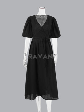 Vestido de Linho com Decote em V - AirLine
