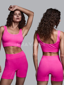 Conjunto Fitness com Top Canelado e Short de Cintura Alta - VibeFit