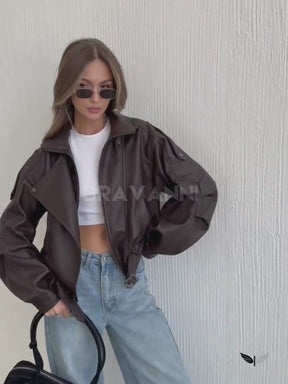 Jaqueta Bomber Oversized com Zíper e Botões - RetroVibe